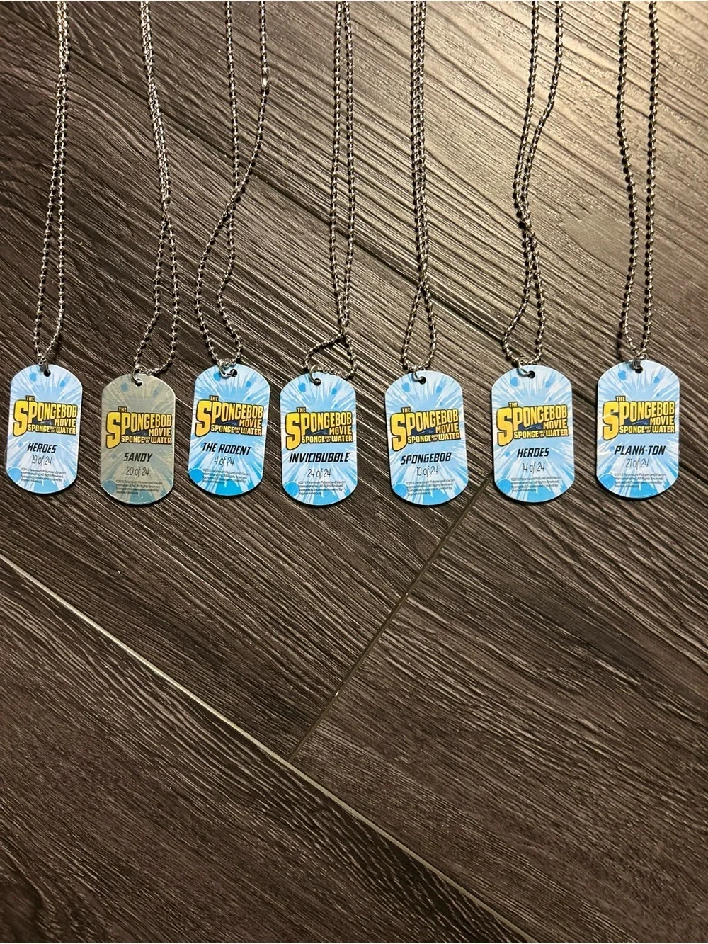 SpongeBob Movie Dog Tag Necklace Set - Bright Blue & Yellow Cartoon Charms